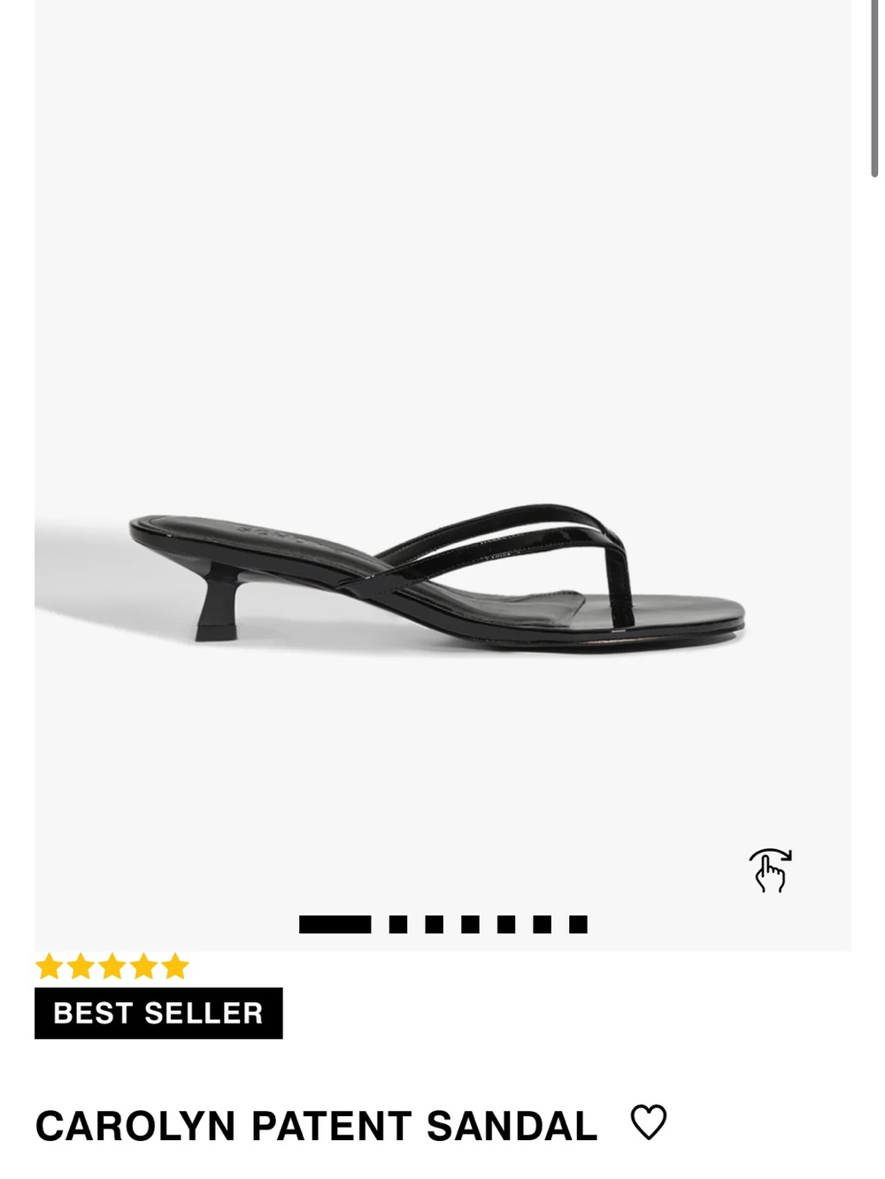 SCHUTZ Patent Thong Kitten Heel Sandal - Black
